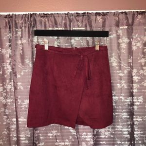 Living Doll Faux Suede Wrap Miniskirt